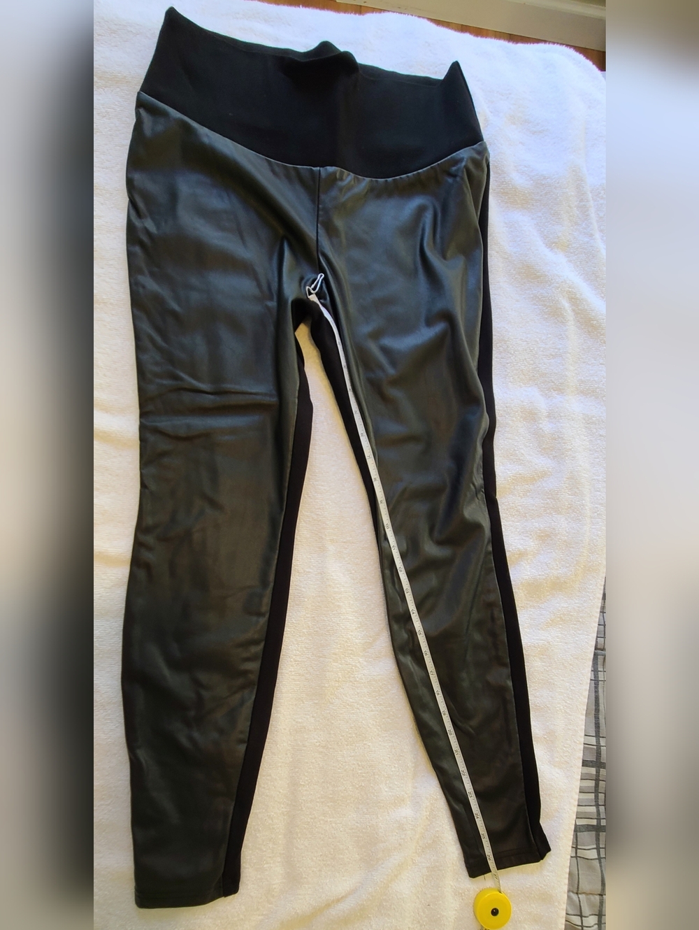 Stork&Babe Faux Leather Front Maternity Leggings Black Size M - Picture 6 of 8
